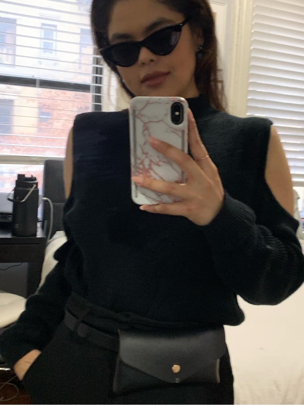 Black Sleeveless Mock Neck Knit Sweater